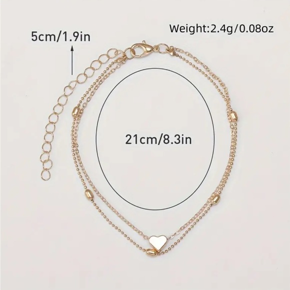 🔥 Clearance 🔥 Gold Heart Double Strand Ankle Bracelet - Picture 2 of 2
